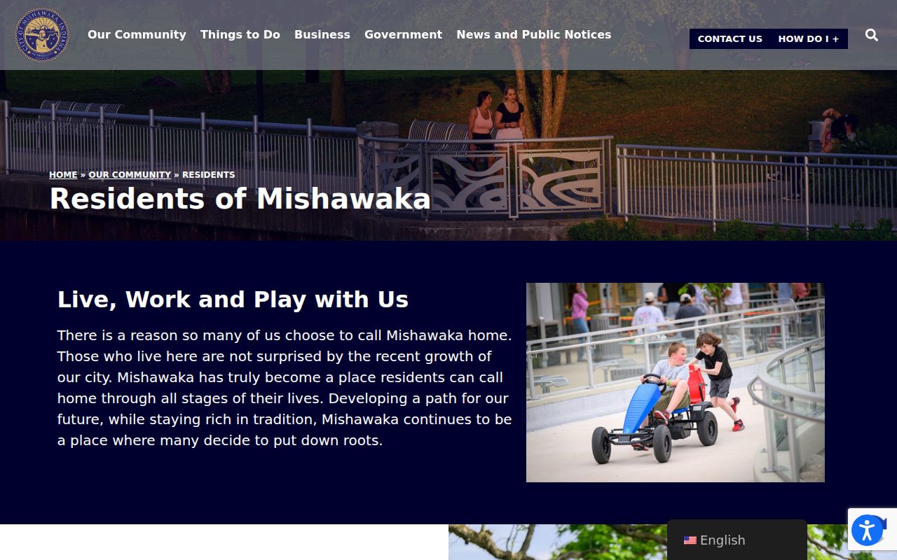 City of Mishawaka residents page used for neighborhood and neighbor research